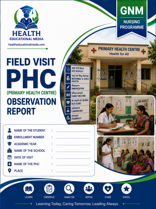 PHC field visit observation report format for GNM nursing students