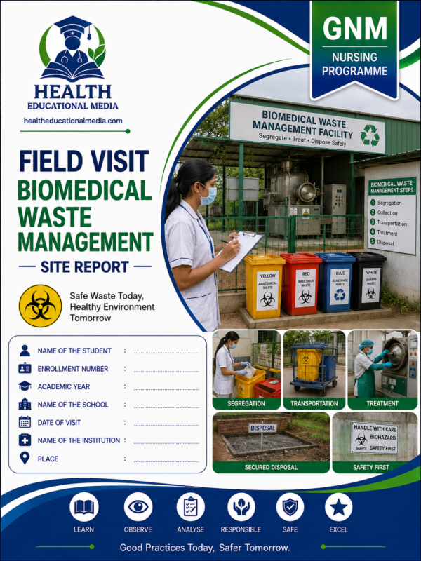Biomedical waste management site visit report format for GNM nursing students