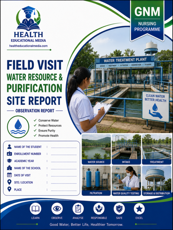Water Resource and Purification Site Visit – GNM Nursing Practical Record
