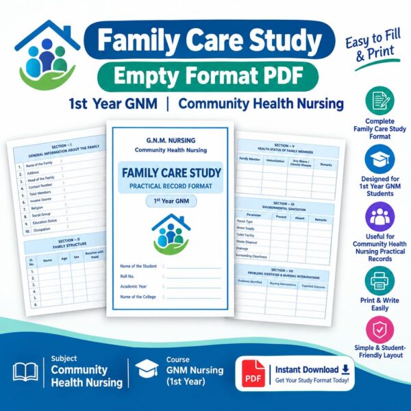 Family Care Study – Empty Practical Record Format PDF for 1st Year GNM Students (Copy)