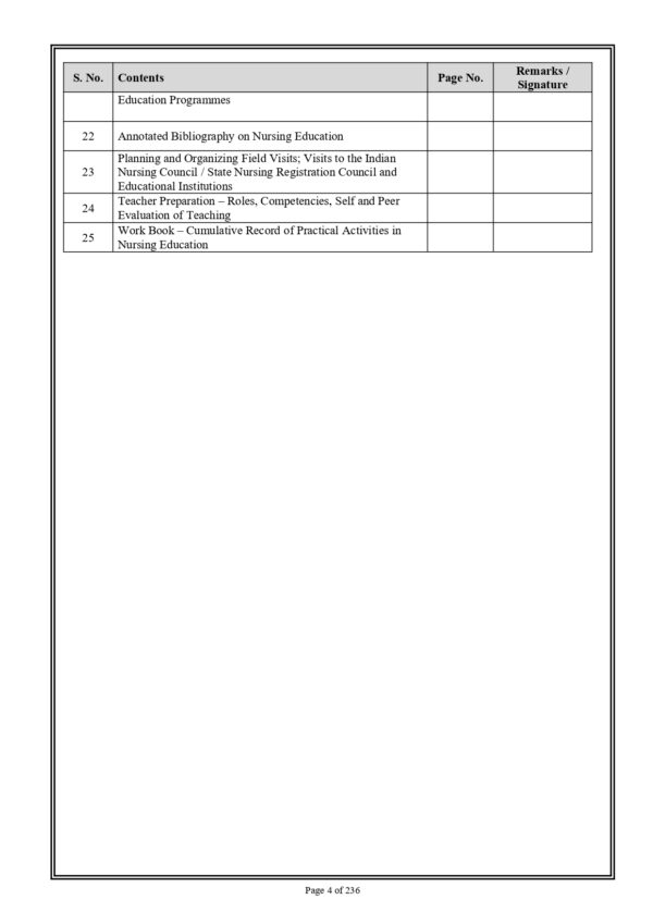 Sample page from M.Sc. Nursing Nursing Education Practical Record