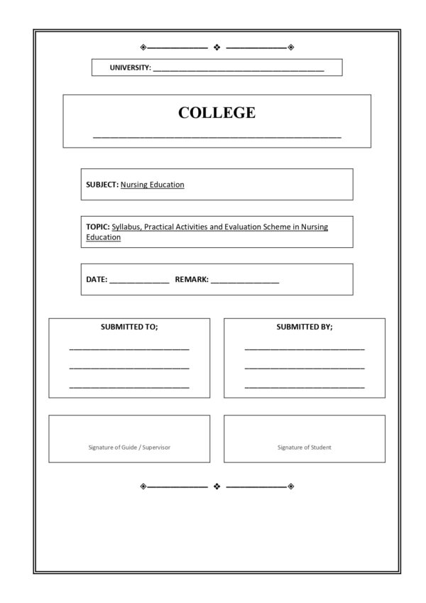 Sample page from M.Sc. Nursing Nursing Education Practical Record