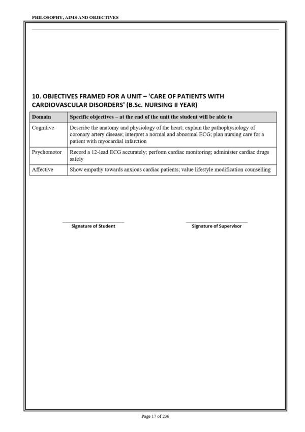 Sample page from M.Sc. Nursing Nursing Education Practical Record