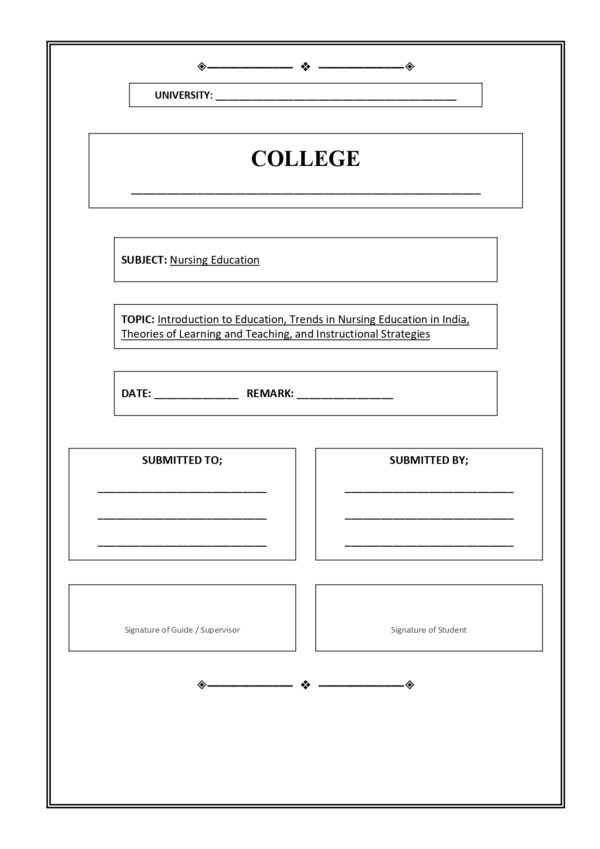 Sample page from M.Sc. Nursing Nursing Education Practical Record