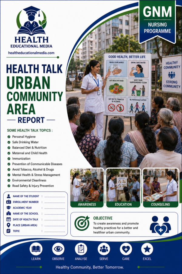 Health Talk – Urban Community – GNM Nursing