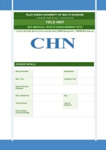 Field Visit Biomedical Waste Management (BMW) Format
