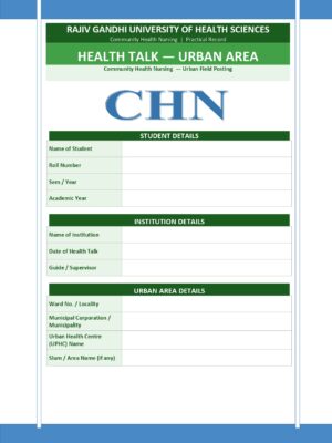 Home 4 Health Talk Urban Community Format PDF, 5 pages, for B.Sc Nursing and Post Basic B.Sc Nursing students