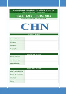 Health Talk (Rural Community) Format