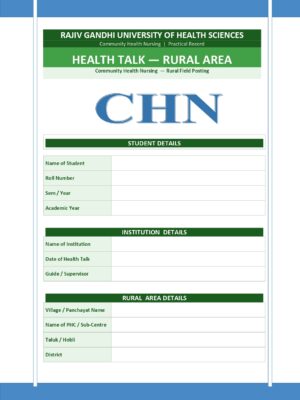 Home 3 Health Talk (Rural Community) Format PDF, 5 pages, for B.Sc Nursing and Post Basic B.Sc Nursing students.