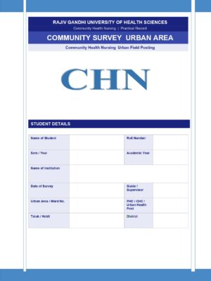 Community Survey Urban Area format PDF for B.Sc Nursing and Post Basic B.Sc Nursing students