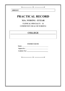 Community Health Nursing Practical Record