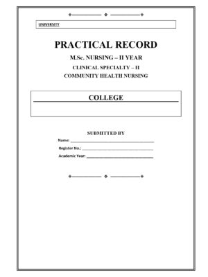 Community Health Nursing Practical Record PDF for M.Sc. Nursing 2nd Year