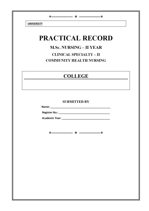 Community Health Nursing Practical Record PDF for M.Sc. Nursing 2nd Year