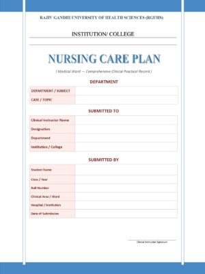 Home 4 Nursing Care Plan Medical Ward Format PDF, 17 pages, for B.Sc Nursing and Post Basic B.Sc Nursing students.