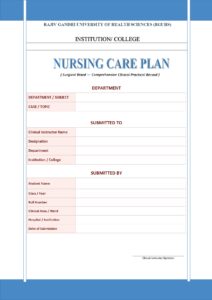 Nursing Care Plan (Surgical Ward) Format