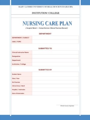 Home 3 Nursing Care Plan Surgical Ward Format PDF, 14 pages, for B.Sc Nursing and Post Basic B.Sc Nursing students.