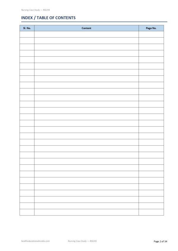 Sample page from the 34-page Nursing Case Study Format PDF