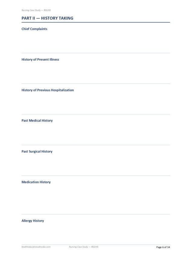Sample page from the 34-page Nursing Case Study Format PDF