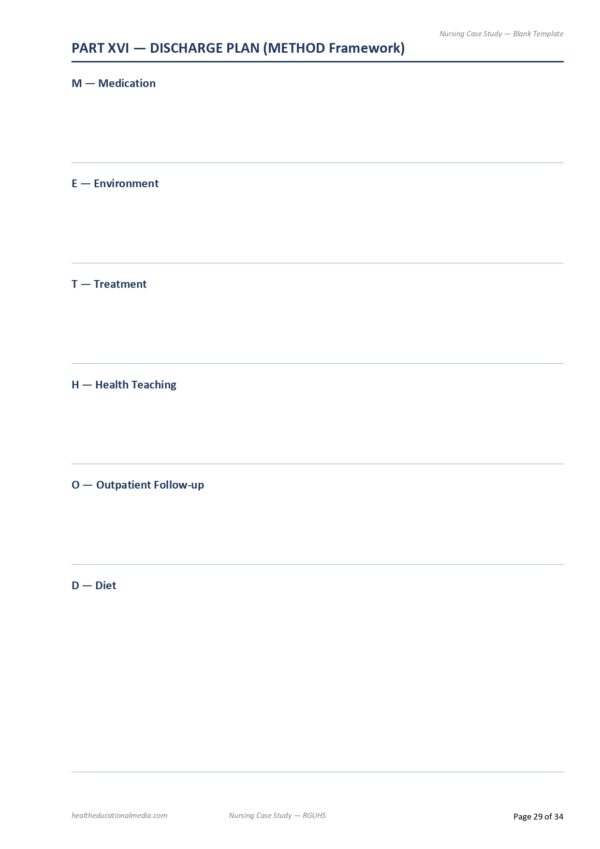 Sample page from the 34-page Nursing Case Study Format PDF