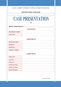 Nursing Case Presentation Format
