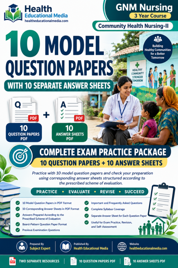 GNM 3rd Year Community Health Nursing II – 10 Model Question Papers with 10 Scheme of Evaluation Answer Sheets