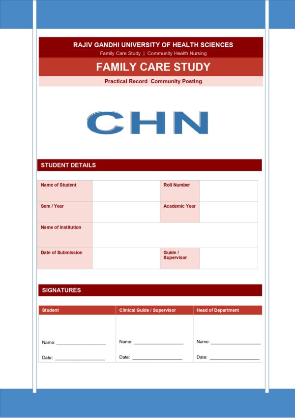 Family Care Study Format PDF for B.Sc Nursing and Post Basic B.Sc Nursing students.