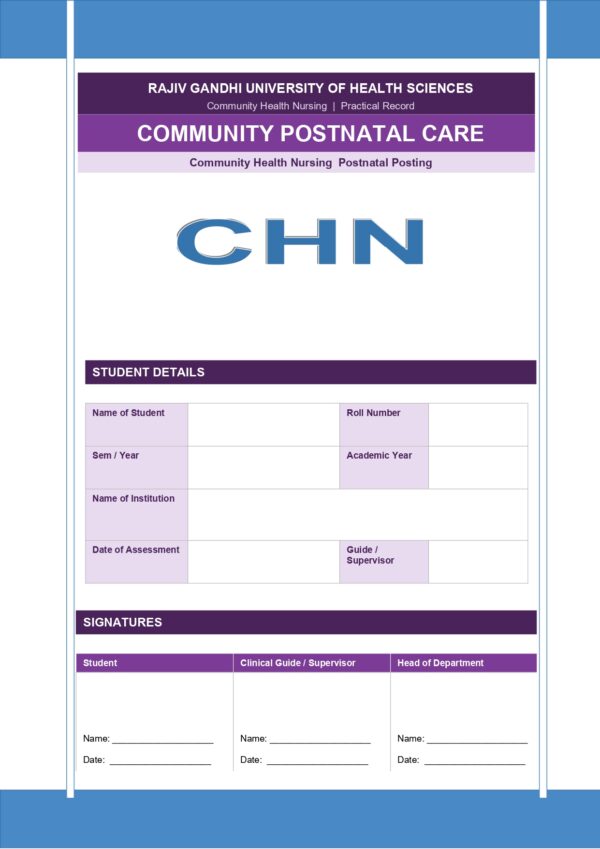 Community PNC Format PDF, 14 pages, for B.Sc Nursing and Post Basic B.Sc Nursing students.
