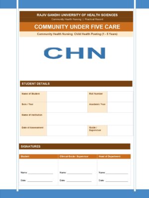 Community Under Five Care Format PDF, 13 pages, for B.Sc Nursing and Post Basic B.Sc Nursing students.