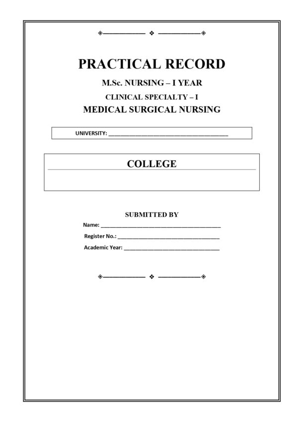 Medical Surgical Nursing Practical Record PDF for M.Sc. Nursing I Year