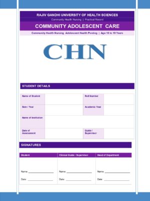 Community Adolescent Care Format PDF, 18 pages, for B.Sc Nursing and Post Basic B.Sc Nursing students.