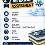 2nd Internal Assessment for DGNM 3rd Year Community Health Nursing-II, 50 marks, 2 hours, based on the full Community Health Nursing syllabus.