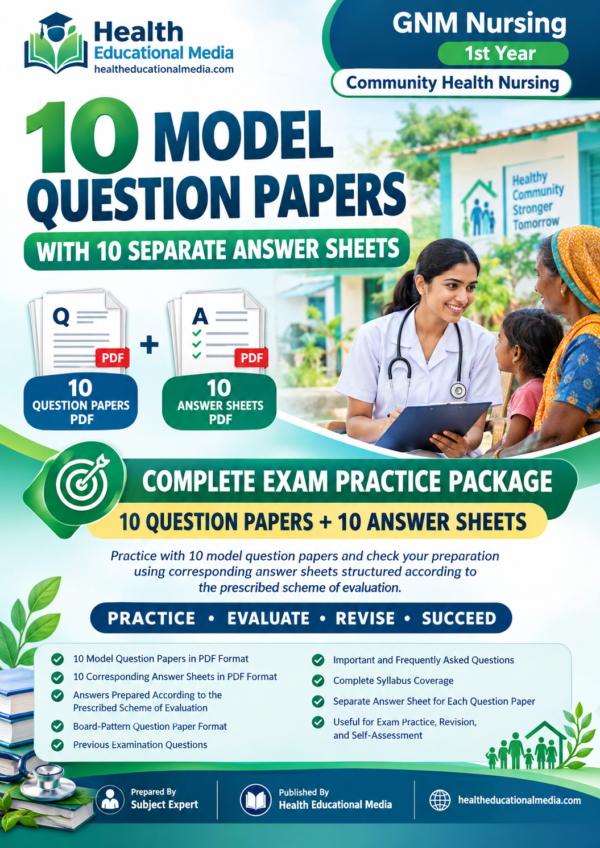GNM 1st Year Community Health Nursing – 10 Model Question Papers with Scheme of Evaluation Answer Sheets
