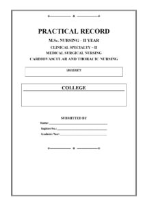 Cardiovascular and Thoracic Nursing Practical Record