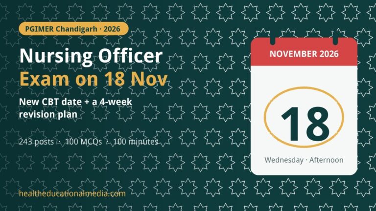 PGIMER Nursing Officer Exam Date 2026: New CBT Date and 4-Week Revision Plan