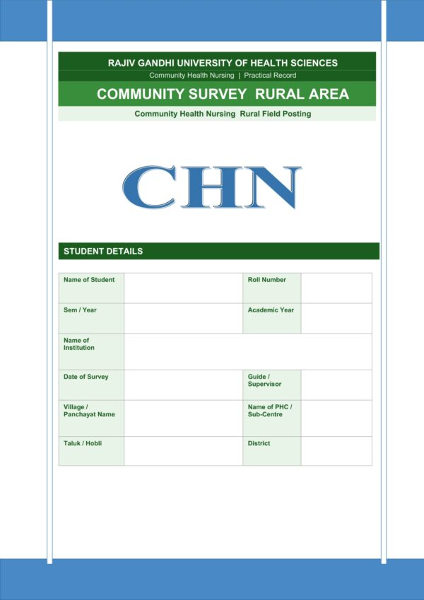 Community Survey Rural Area format PDF for B.Sc Nursing students.
